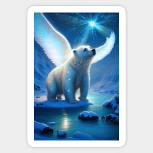 Magical Polar Bear Wishing Upon A Star Sticker